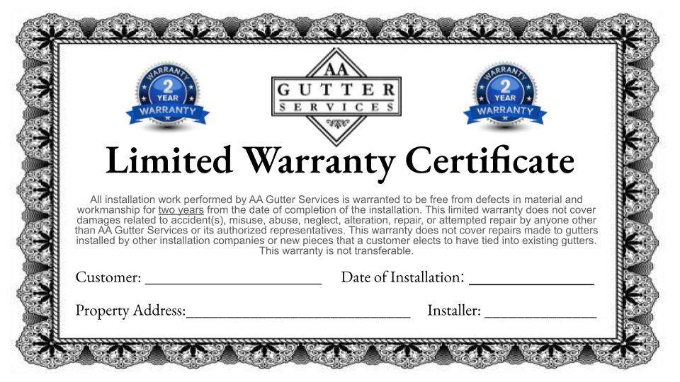 Limited Warranty Certificate